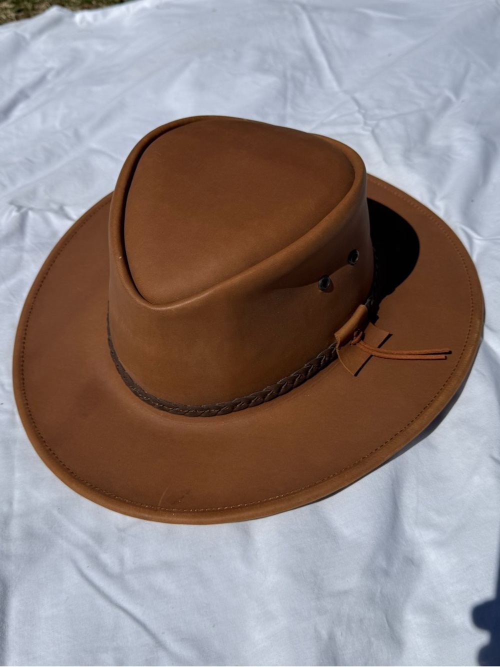 Classic Brown Leather Outback Hat